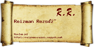 Reizman Rezső névjegykártya